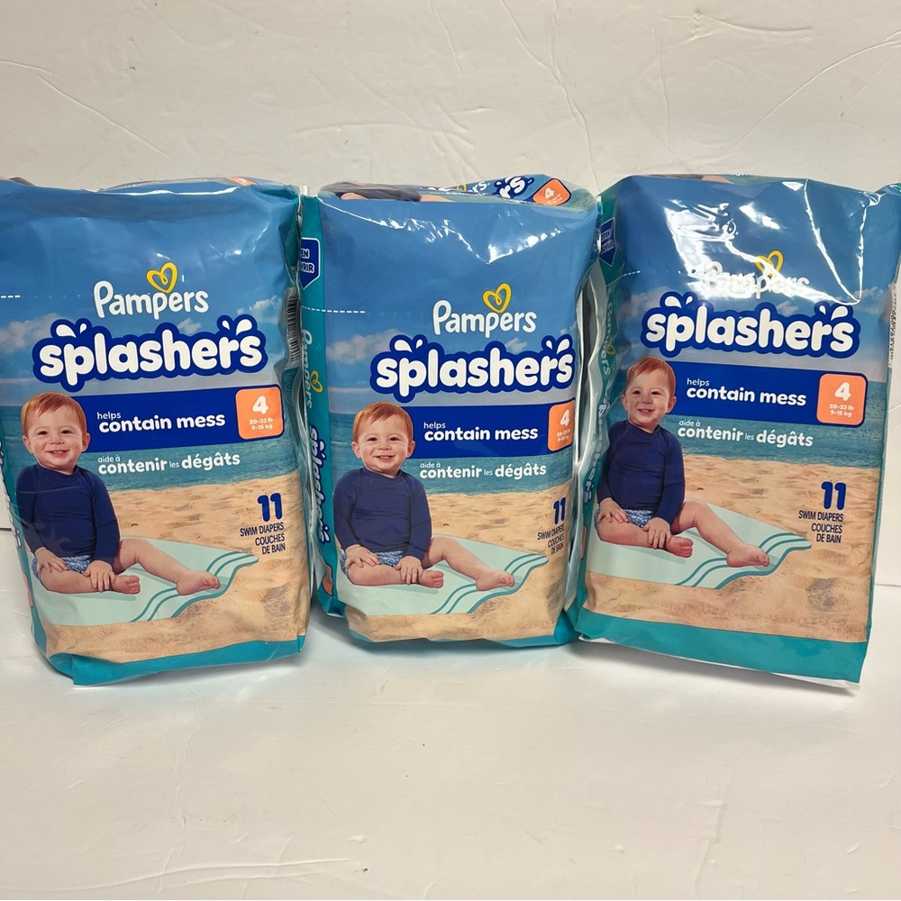 SEALED Pampers Splashers Swim Diapers Size 4 (lot‎ of 3)